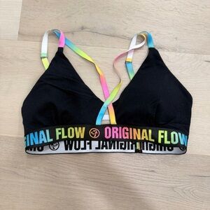 Zumba Fitness Black Sports Bra with Rainbow Straps